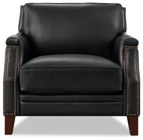 Camden Black Leather Upholstered Accent Chair with Nailhead Trim