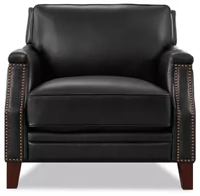 Camden Black Leather Upholstered Accent Chair with Nailhead Trim