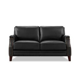 Camden Black Leather 61" Loveseat with Nailhead Trim
