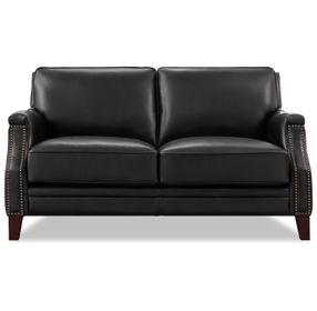 Camden Black Leather 61" Loveseat with Nailhead Trim
