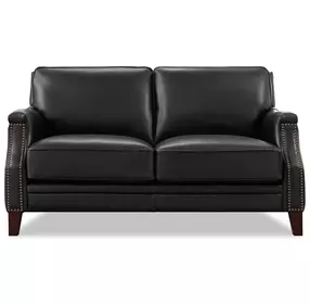 Camden Black Leather 61" Loveseat with Nailhead Trim