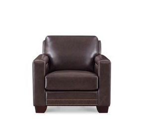 Aldercrest Brown Leather Upholstered Accent Chair with Nailhead Trim
