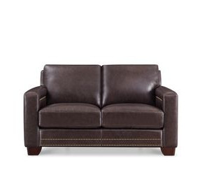 Aldercrest Brown Leather 60" Loveseat with Nailhead Trim