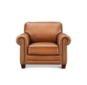 Colwyn Saddle Leather Upholstered Accent Chair with Nailhead Trim