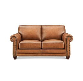Colwyn Saddle Leather 67" Loveseat with Nailhead Trim