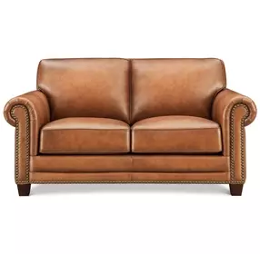 Colwyn Saddle Leather 67" Loveseat with Nailhead Trim