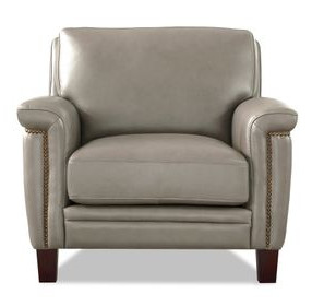 Sherwyn Stone Leather Upholstered Accent Chair with Nailhead Trim