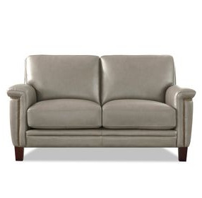 Sherwyn Stone Leather 64" Loveseat with Nailhead Trim