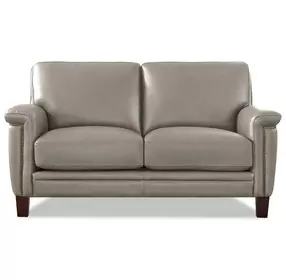 Sherwyn Stone Leather 64" Loveseat with Nailhead Trim
