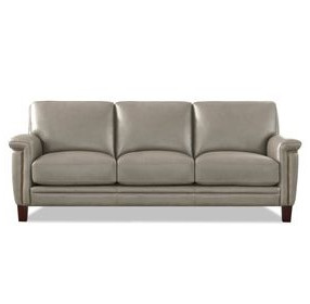 Sherwyn Stone Leather 89" Sofa with Nailhead Trim