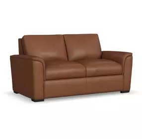 Henry caramel Brown Premium Top Grain 66" Leather Loveseat
