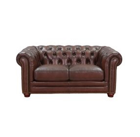 Alwick Caramel Leather 68" Loveseat with Nailhead Trim