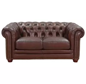 Alwick Caramel Leather 68" Loveseat with Nailhead Trim