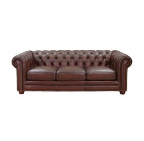 Alwick Caramel Leather 91" Sofa with Nailhead Trim