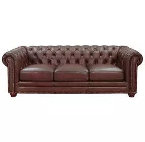 Alwick Caramel Leather 91" Sofa with Nailhead Trim