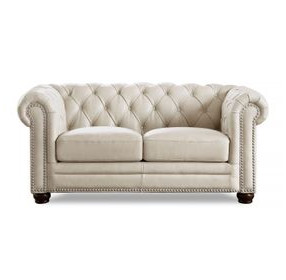 Alwick Vanilla Leather 68" Loveseat with Nailhead Trim