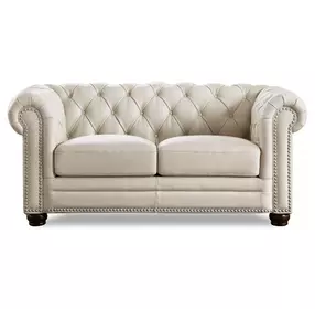 Alwick Vanilla Leather 68" Loveseat with Nailhead Trim