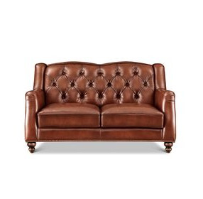 Kingswell Brown Leather 65" Loveseat with Nailhead Trim