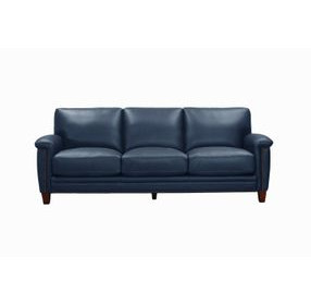 Sherwyn Navy Leather 89" Sofa with Nailhead Trim
