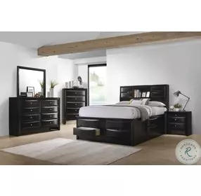 Briana Black Storage Bookcase Bedroom Set
