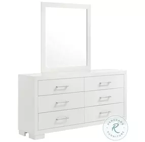 Jessica Cream White 6 Drawer Dresser with Mirror