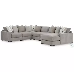 Aslan Court Pebble 6 Piece Sectional with RAF Chaise