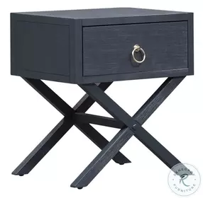 Midnight Wire Brushed Denim 1 Drawer Accent Table