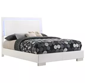 Felicity Gloss White Full Panel Bed With LED Lighting