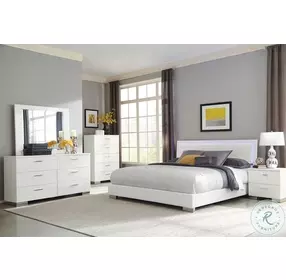 Felicity Gloss White Panel Bedroom Set With LED Lighting