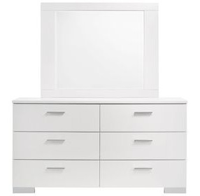 Felicity White High Gloss 6 Drawer Dresser with Mirror