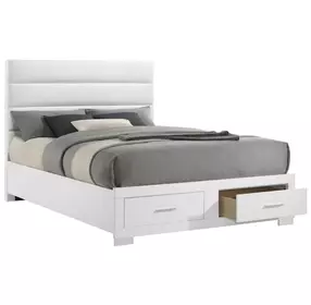 Felicity White High Gloss King Upholstered Platform Storage Bed