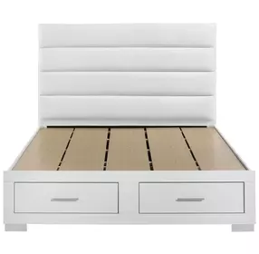 Felicity White California King Upholstered Platform Bed with Storage