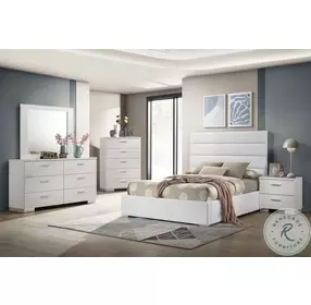 Felicity White Youth Upholstered Low Profile Platform Bedroom Set