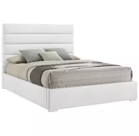 Felicity White King Upholstered Low Profile Platform Bed