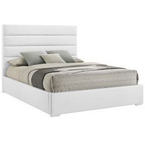 Felicity White Queen Upholstered Low Profile Platform Bed