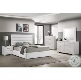 Felicity White Upholstered Low Profile Platform Bedroom Set