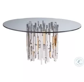 Signature Designs Stainless Steel And Brass Cityscape Round Dining Table
