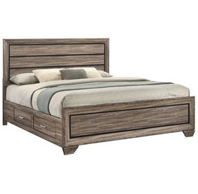 Kauffman Washed Taupe King Storage Panel Bed