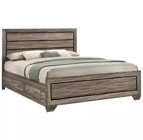 Kauffman Washed Taupe California King Storage Panel Bed