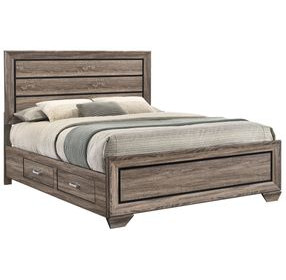 Kauffman Washed Taupe Queen Panel Storage Bed