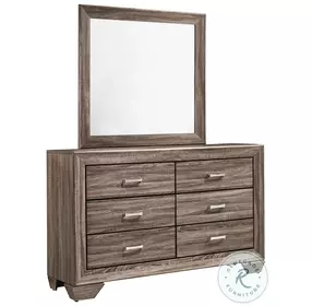 Kauffman Washed Taupe 6 Drawer Dresser with Mirror