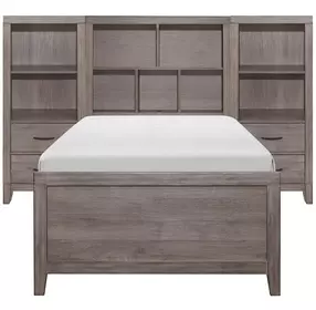 Woodrow Gray Twin Storage Wall Bed with Nightstand and Toybox