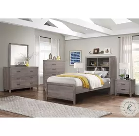 Woodrow Brownish Gray Youth Platform Bookcase Bedroom Set