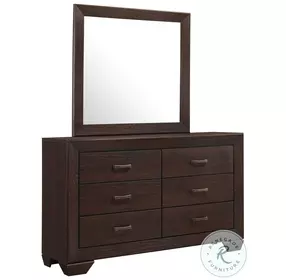 Kauffman Dark Cocoa 6 Drawer Dresser with Mirror