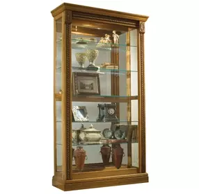 20484 Warm Honey Brown Two Way Sliding Door Curio Cabinet