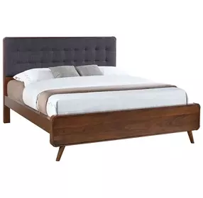 Robyn Dark Walnut and Gray California King Upholstered Platform Bed