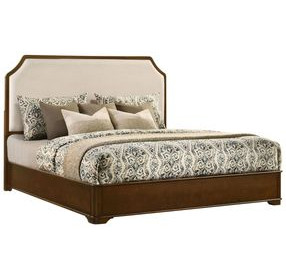 Garland Brown Cherry and Cream King Upholstered Panel Bed