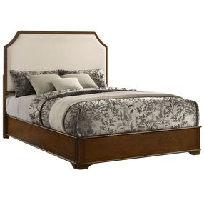 Garland Brown Cherry and Cream Queen Upholstered Panel Bed