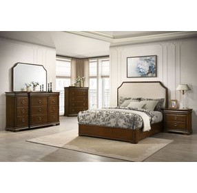 Garland Brown Cherry and Cream Upholstered Panel Bedroom Set