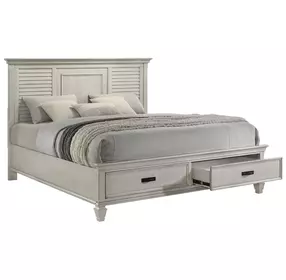 Franco Antique White King Panel Storage Bed